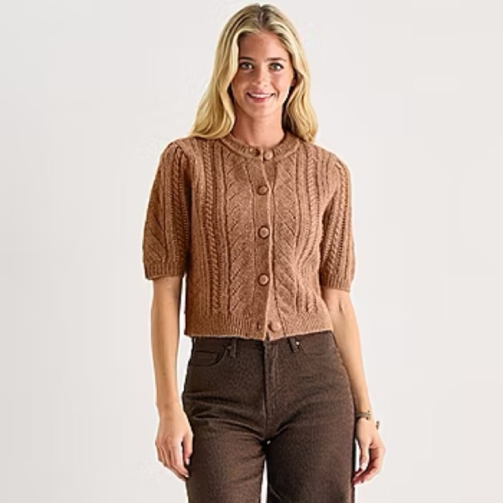 a.n.a Womens Crew Neck Short Sleeve Button Cardigan Size M (#3)